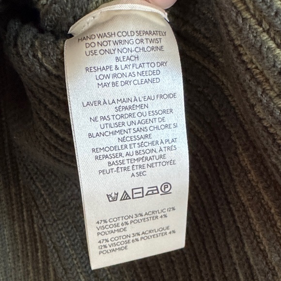 Free People Olive Green Ribbed Knit Half Zip Sweater XS - Picture 4 of 8